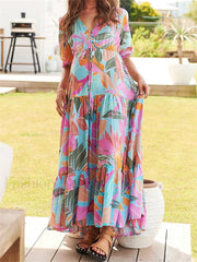 Floral Split Deep V Maxi Dress