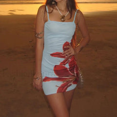 Floral Strap Sleeveless Mini Dress