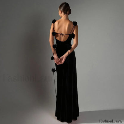 Floral Strappy Backless Slim Fit Hip Wrap Maxi Dress