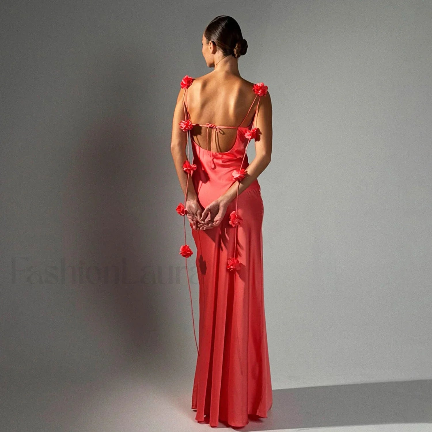 Floral Strappy Backless Slim Fit Hip Wrap Maxi Dress