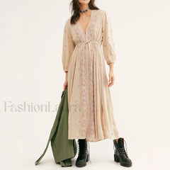 Floral Swing Maxi Boho Dress white / S