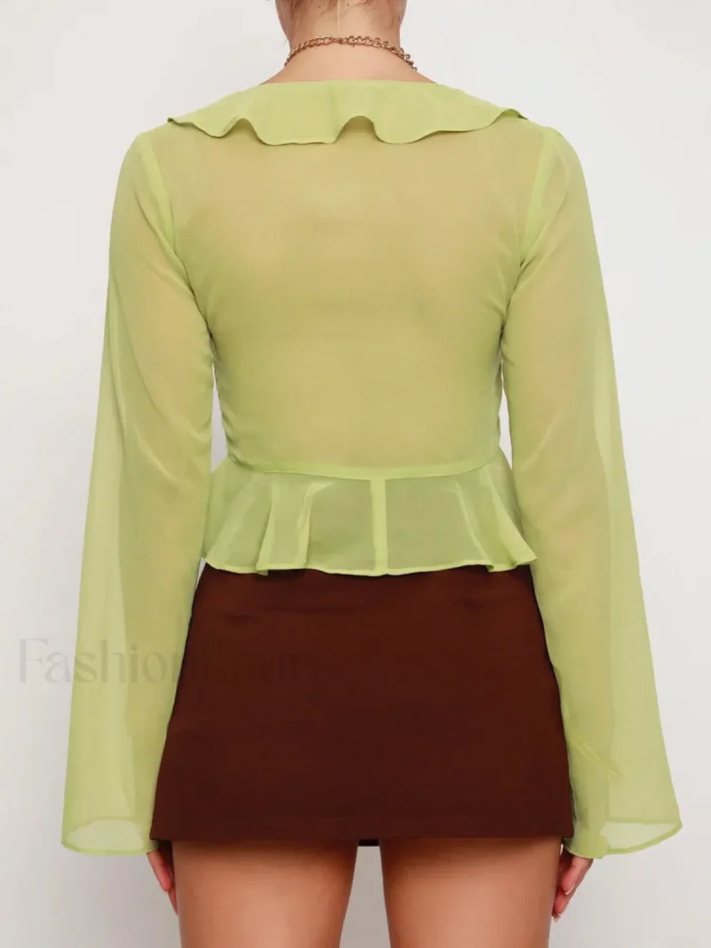 Floral V Neck Sleeve White Tops Clothes Blouse