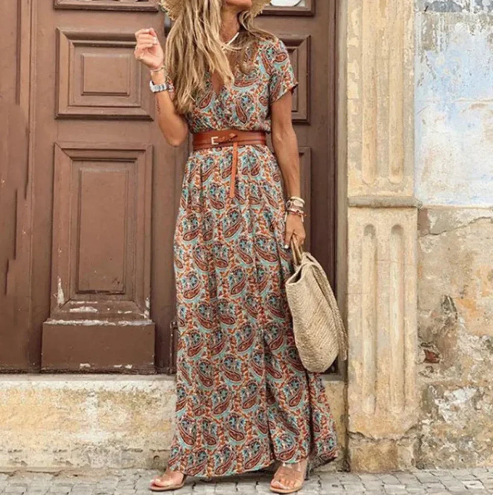 Floral Y2K Maxi Boho Dress brown / S