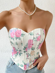 Flower Heart Shaped Neckline Corset Corset