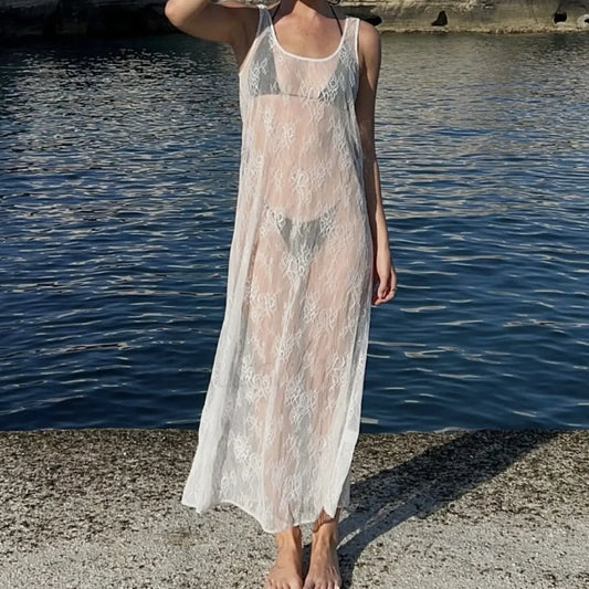 Flower Mesh Floral Dress Cover Up