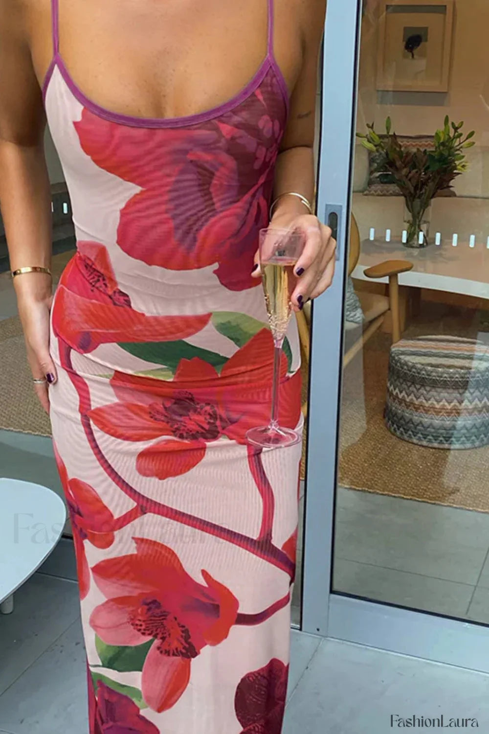 Flower Print Strappy Sexy Slim Fit Vacation Floral Dress