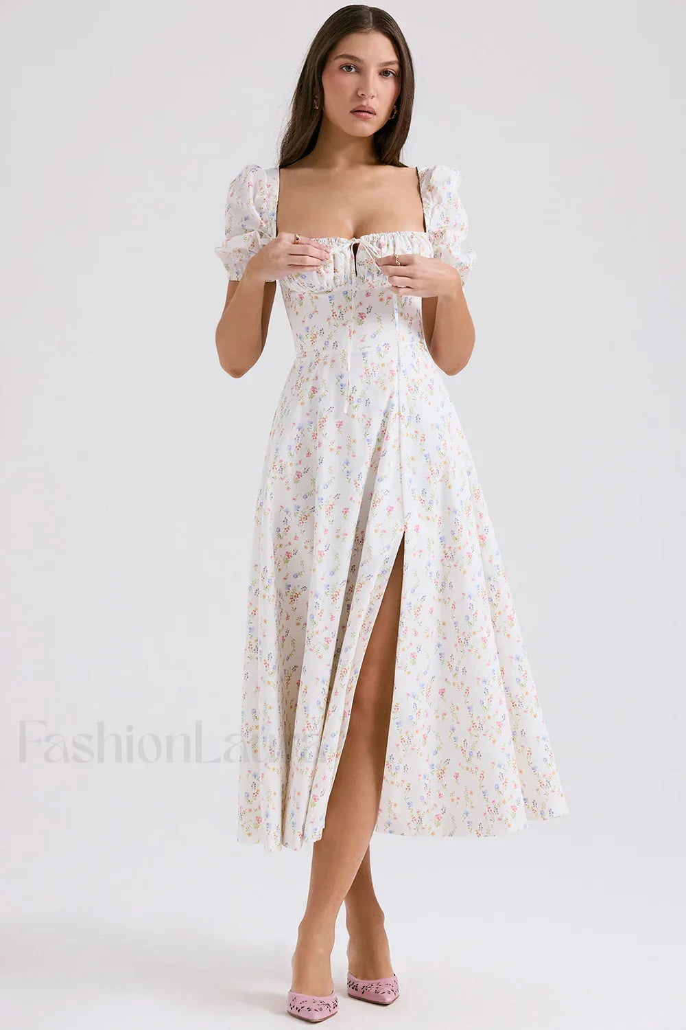 Flower Short Sleeve Maxi Dress