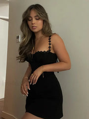 Flower Strap Slash Mini Dress