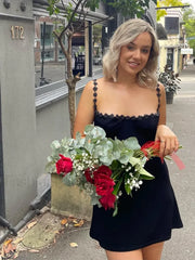 Flower Strap Slash Mini Dress