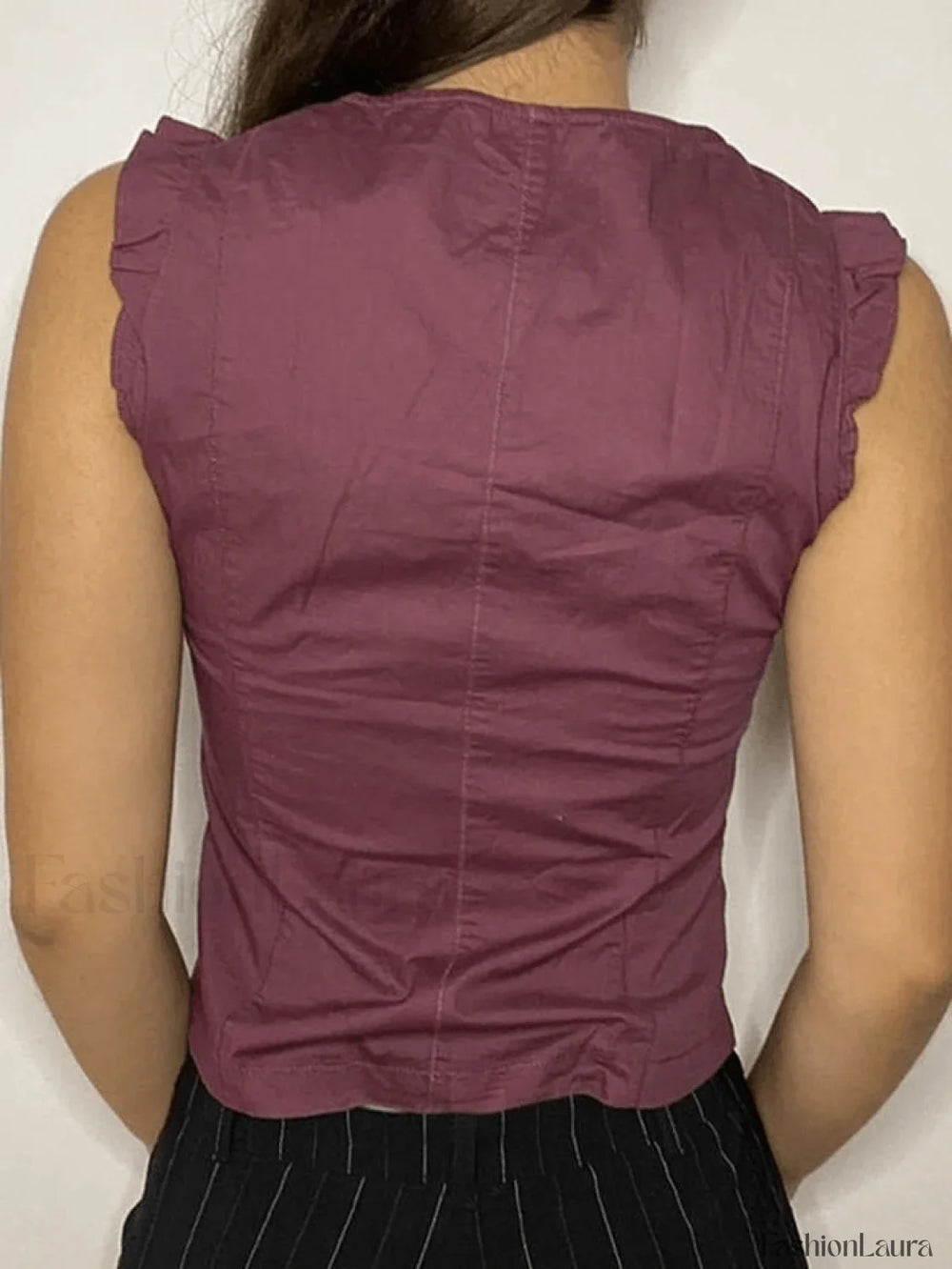 Flutter Sleeve Lace Up Corset Top Tops&Tees