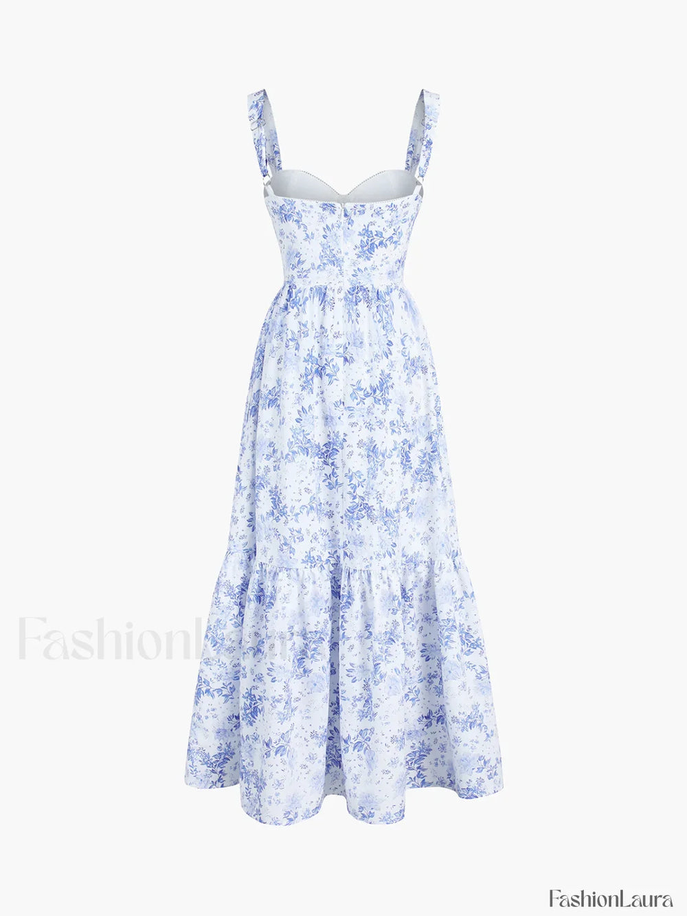 Forget Me Not Floral Pockets Zippered Long Dress Dresses