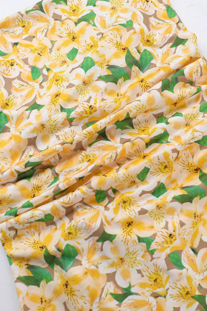 French Floral Print Backless Strappy Slim Floral Dress