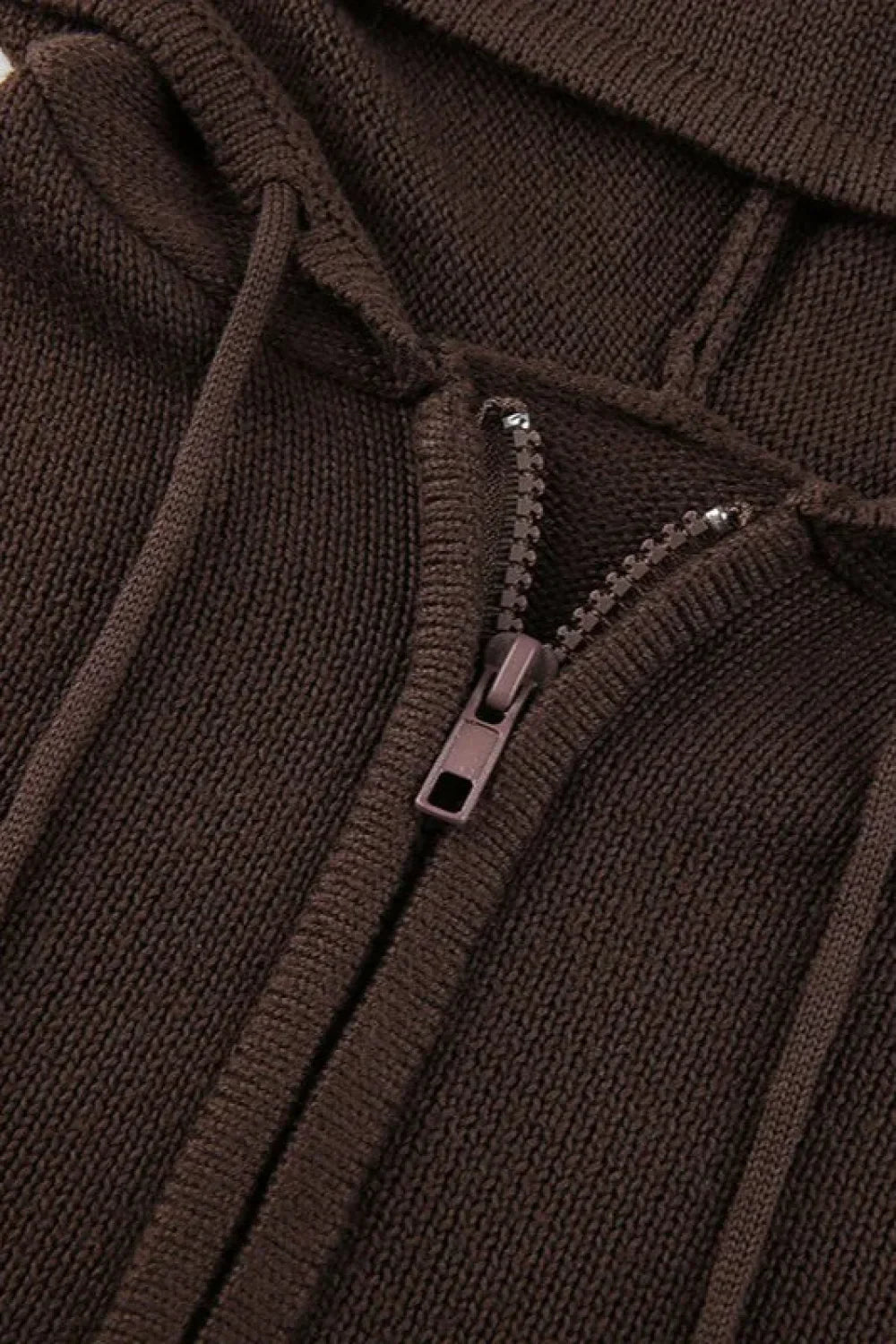 Full Zip Knit Hooded Hoodie