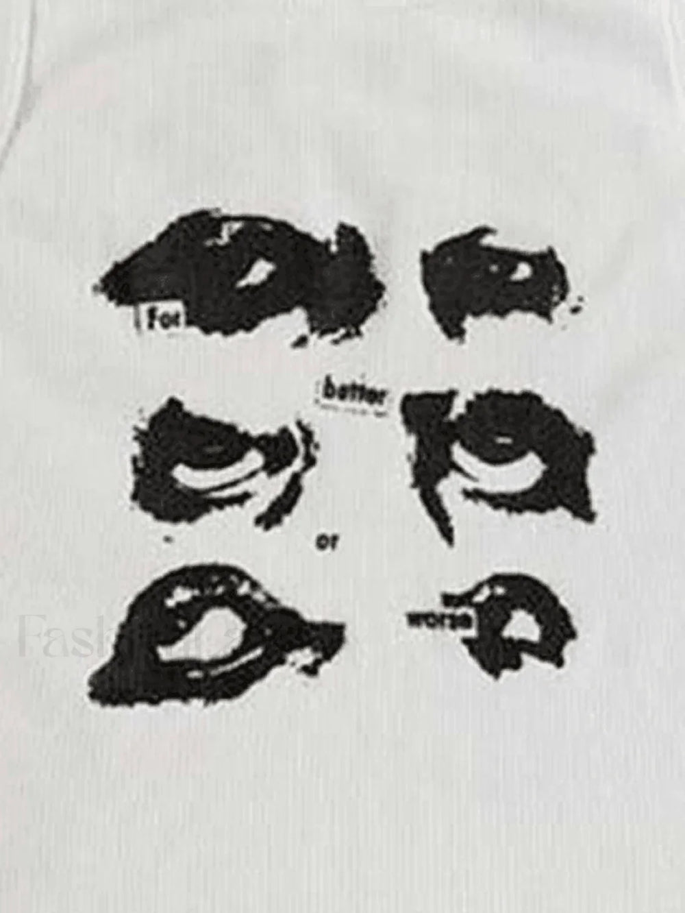 Funny Face Print Cropped Tank Top Tops&Tees