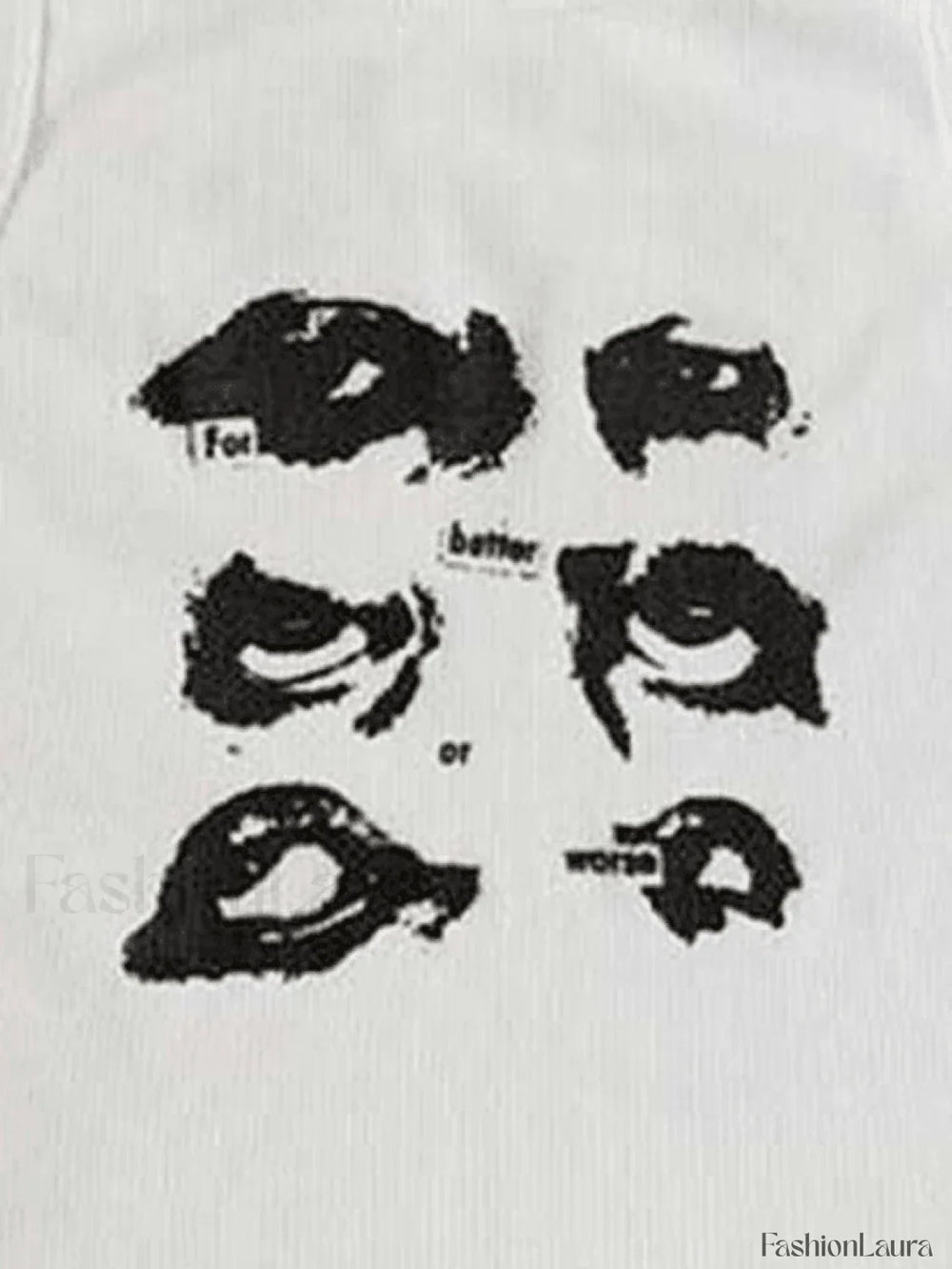 Funny Face Print Cropped Tank Top Tops&Tees