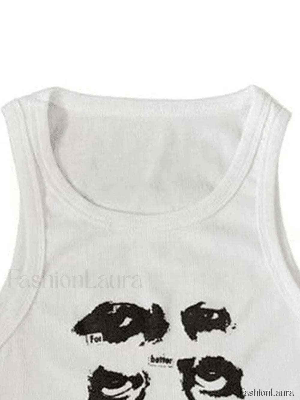 Funny Face Print Cropped Tank Top Tops&Tees