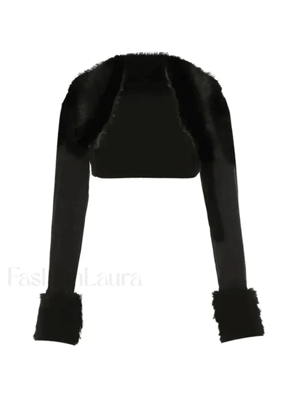 Fur Trim Black Shrug Jacket Jackets