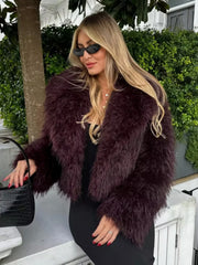 Fuzzy Faux Fur Short Coat Women Faux Fur Coats