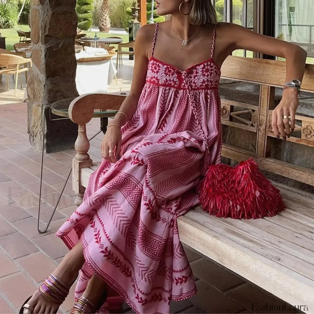 Geometric Crochet Tassel Boho Dress