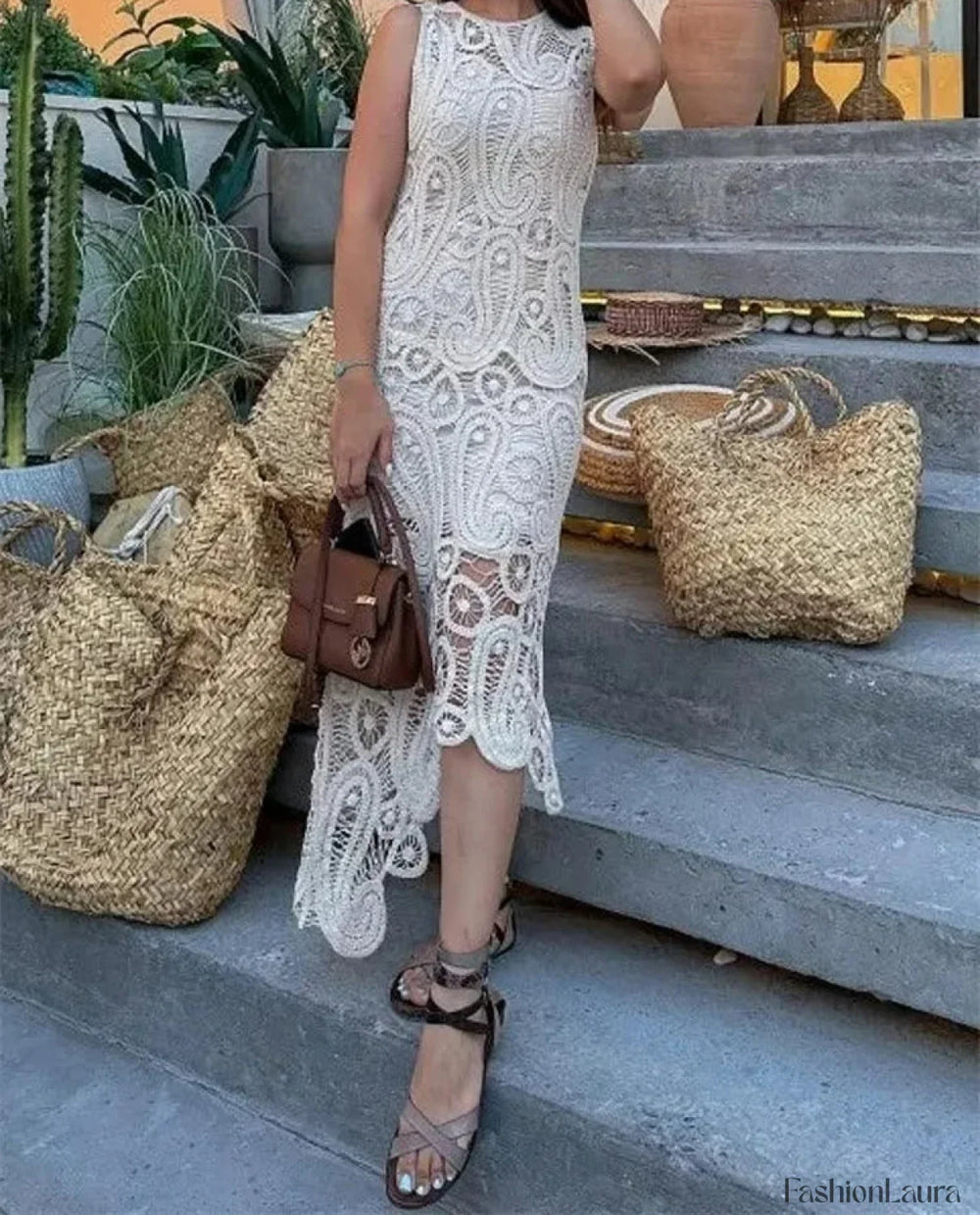 Geometric Strapless Boho Dress