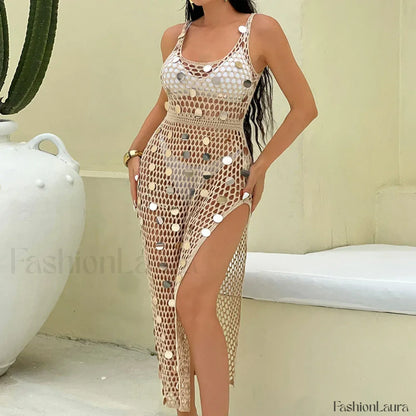 Glitter Hollow Out Cover Up APRICOT / S