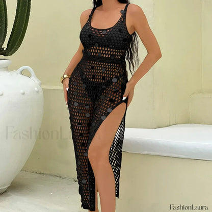 Glitter Hollow Out Cover Up Black / S