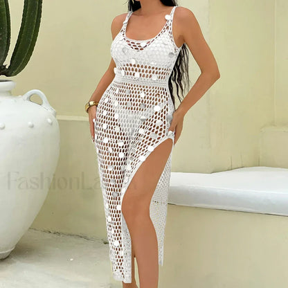 Glitter Hollow Out Cover Up WHITE / S