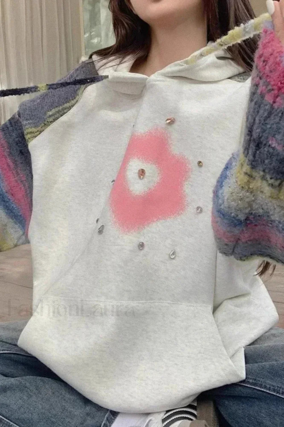 Glitter Sequin Loose Fit Hooded Hoodie