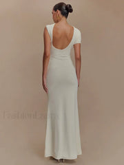 Gold Clasp Ruched Bodycon Maxi Dress