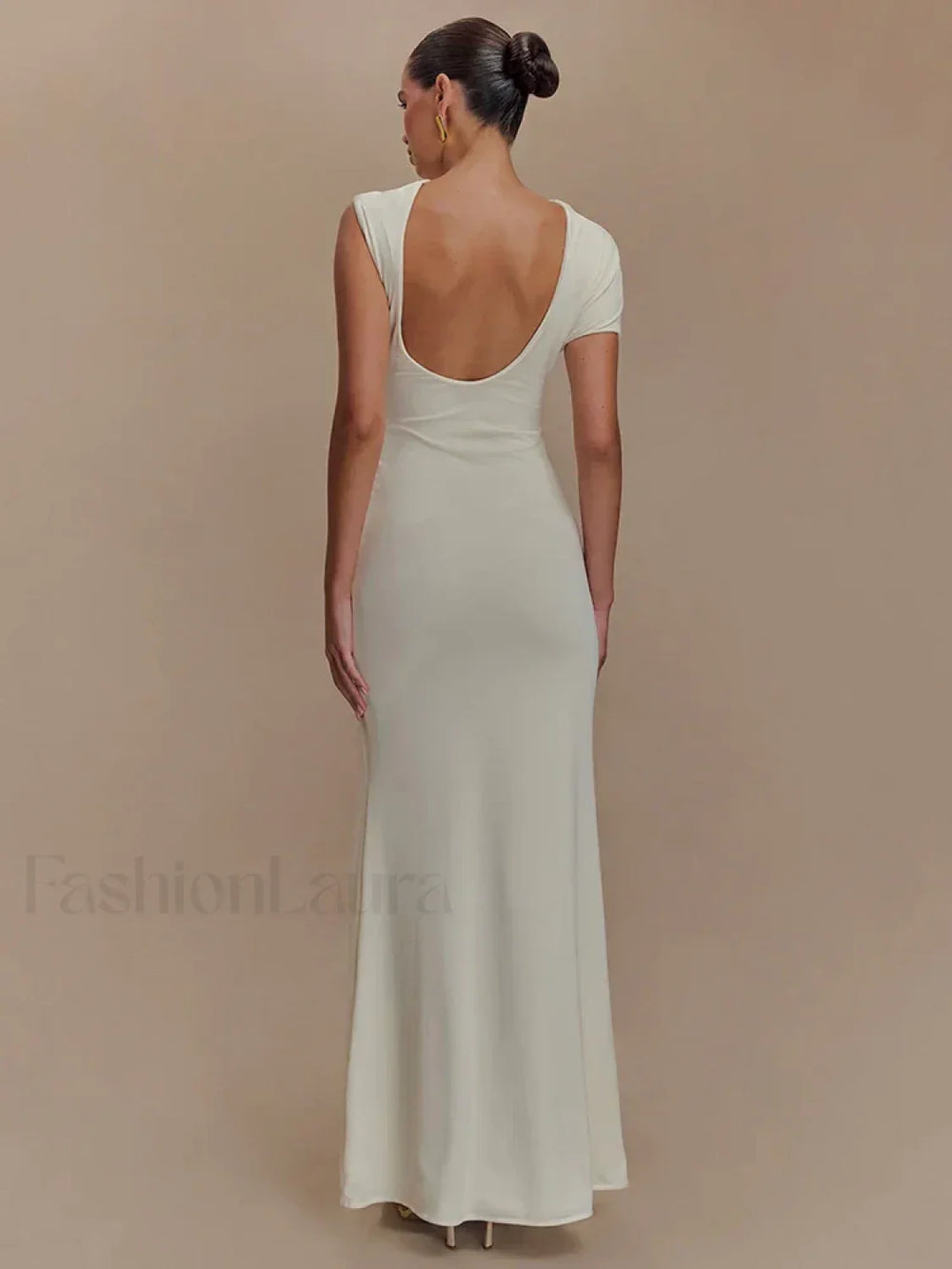 Gold Clasp Ruched Bodycon Maxi Dress