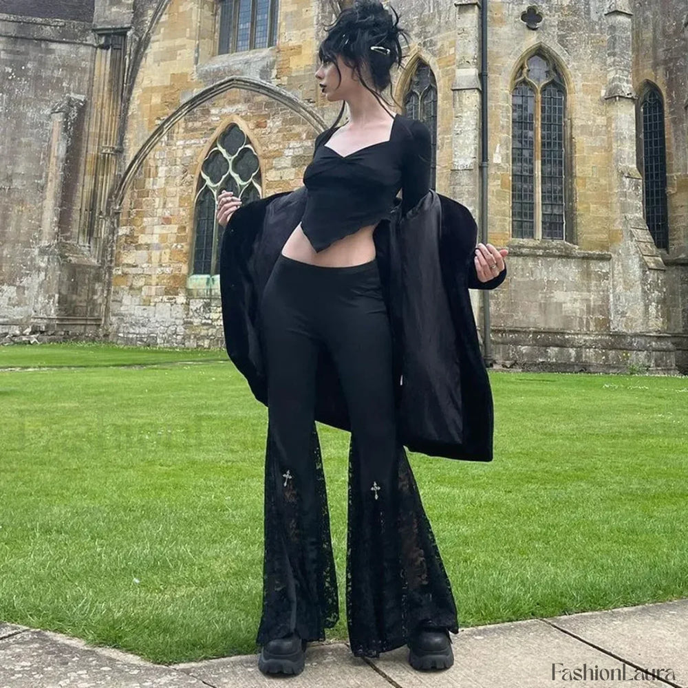Goth Mall Flared Pants for Halloween
