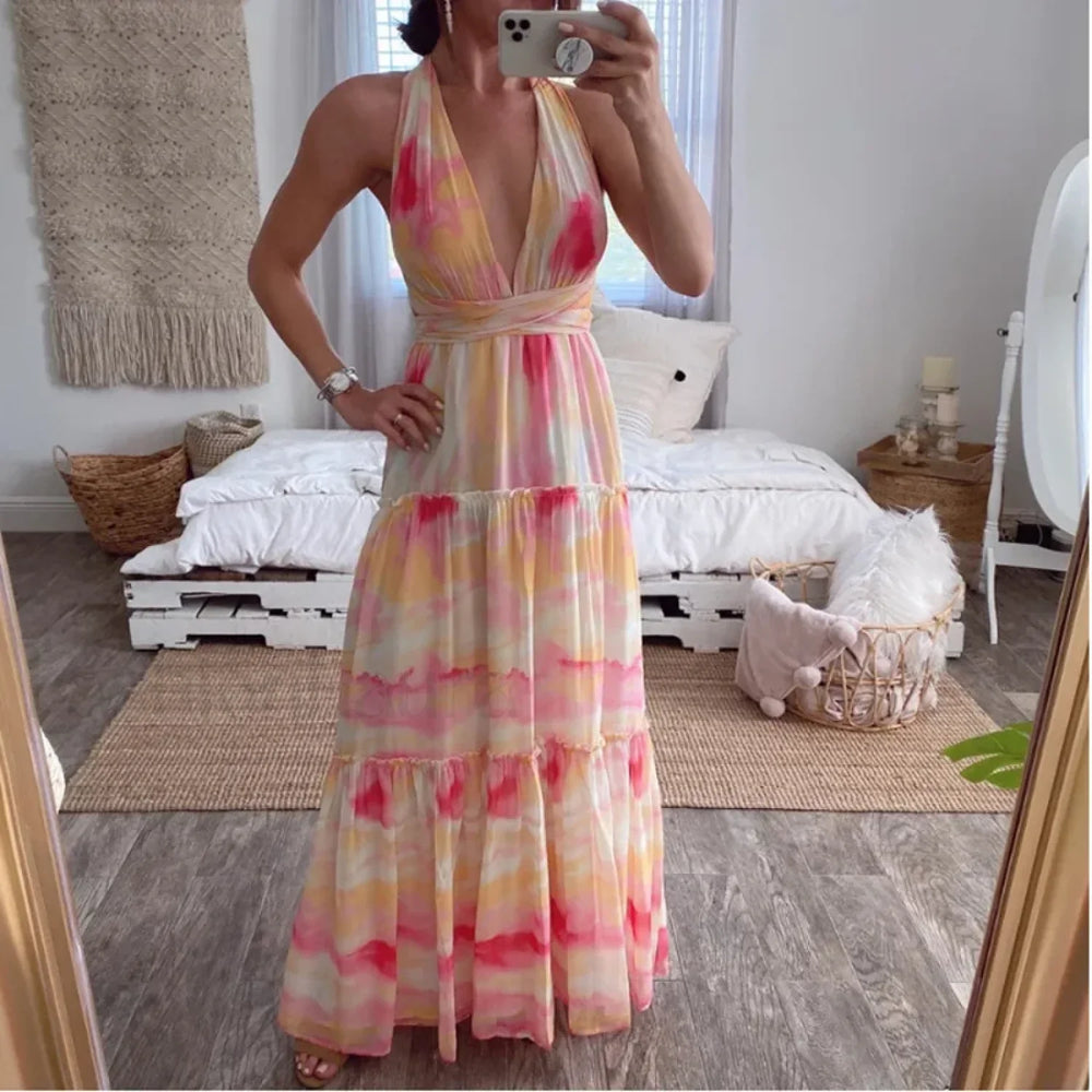 Gradient Chiffon Floral Dress