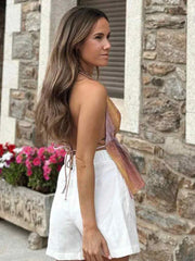 Gradient Lace Up Halter Crop Top