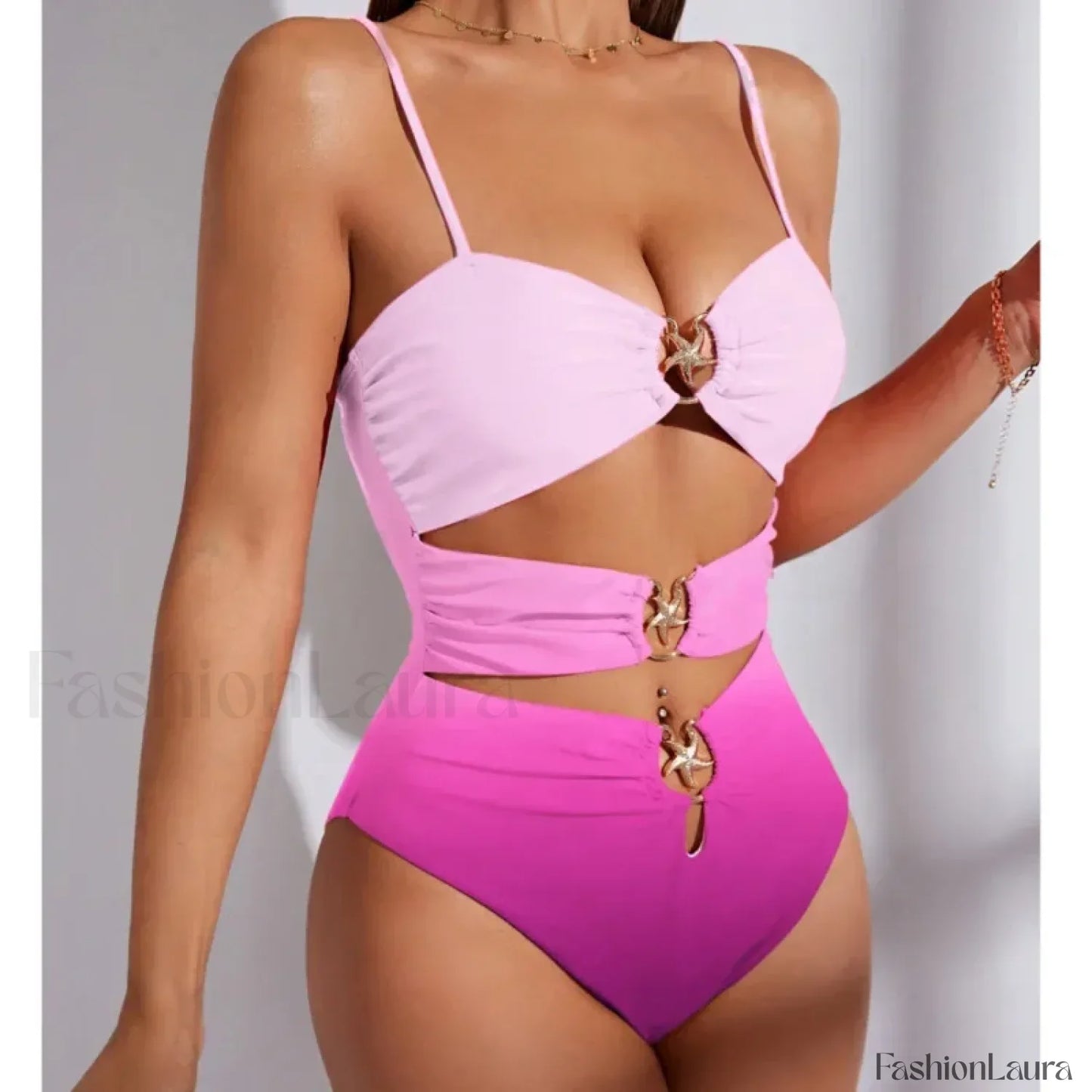 Gradient Push Up Closed Swimwear One Piece