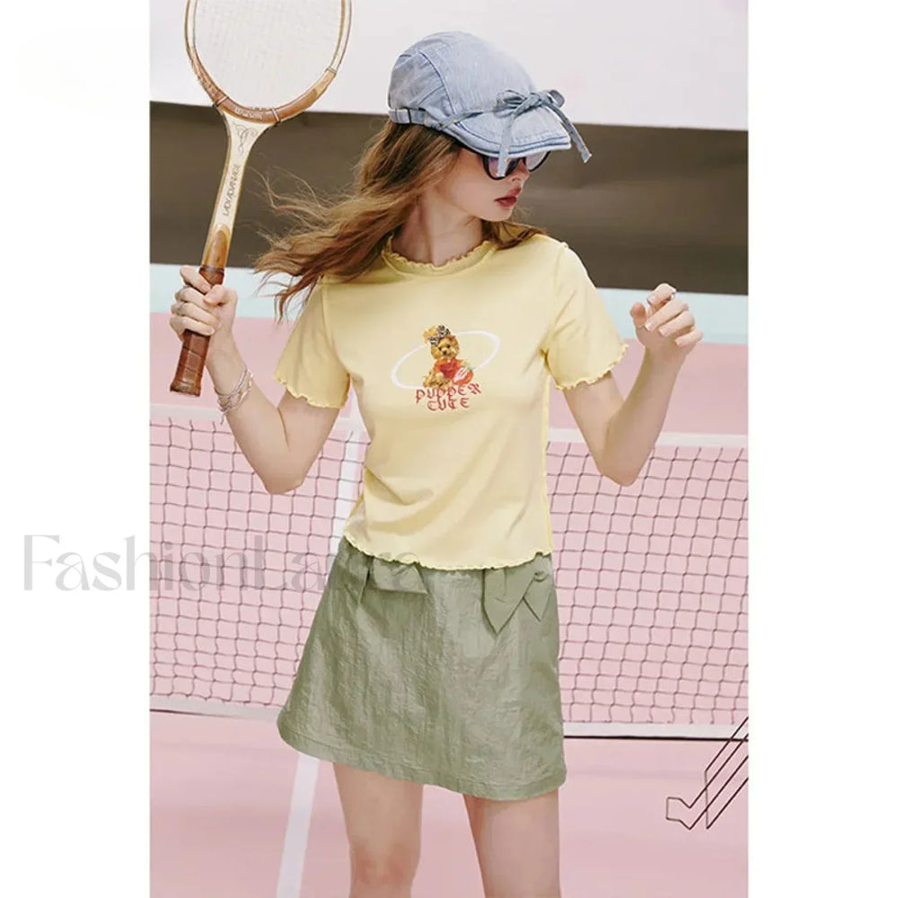 Green Bow Workwear A Line Skirt