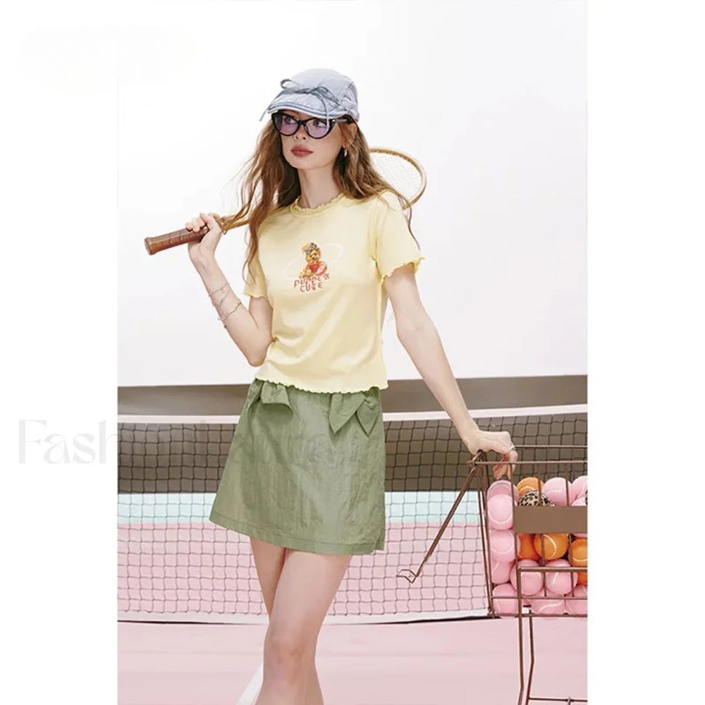 Green Bow Workwear A Line Skirt