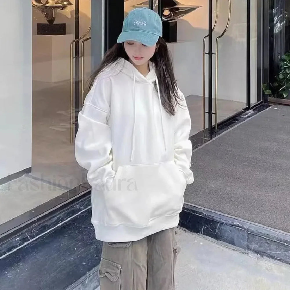 Green Oversized Harajuku Loose Winter Long Sleeve Open Zipper Casual Hoody Sweatshirts & Hoodies L