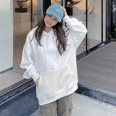 Green Oversized Harajuku Loose Winter Long Sleeve Open Zipper Casual Hoody WHITE / S Sweatshirts & Hoodies L