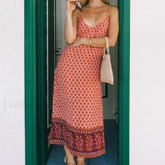 Green Side Slit Rayon Boho Dress