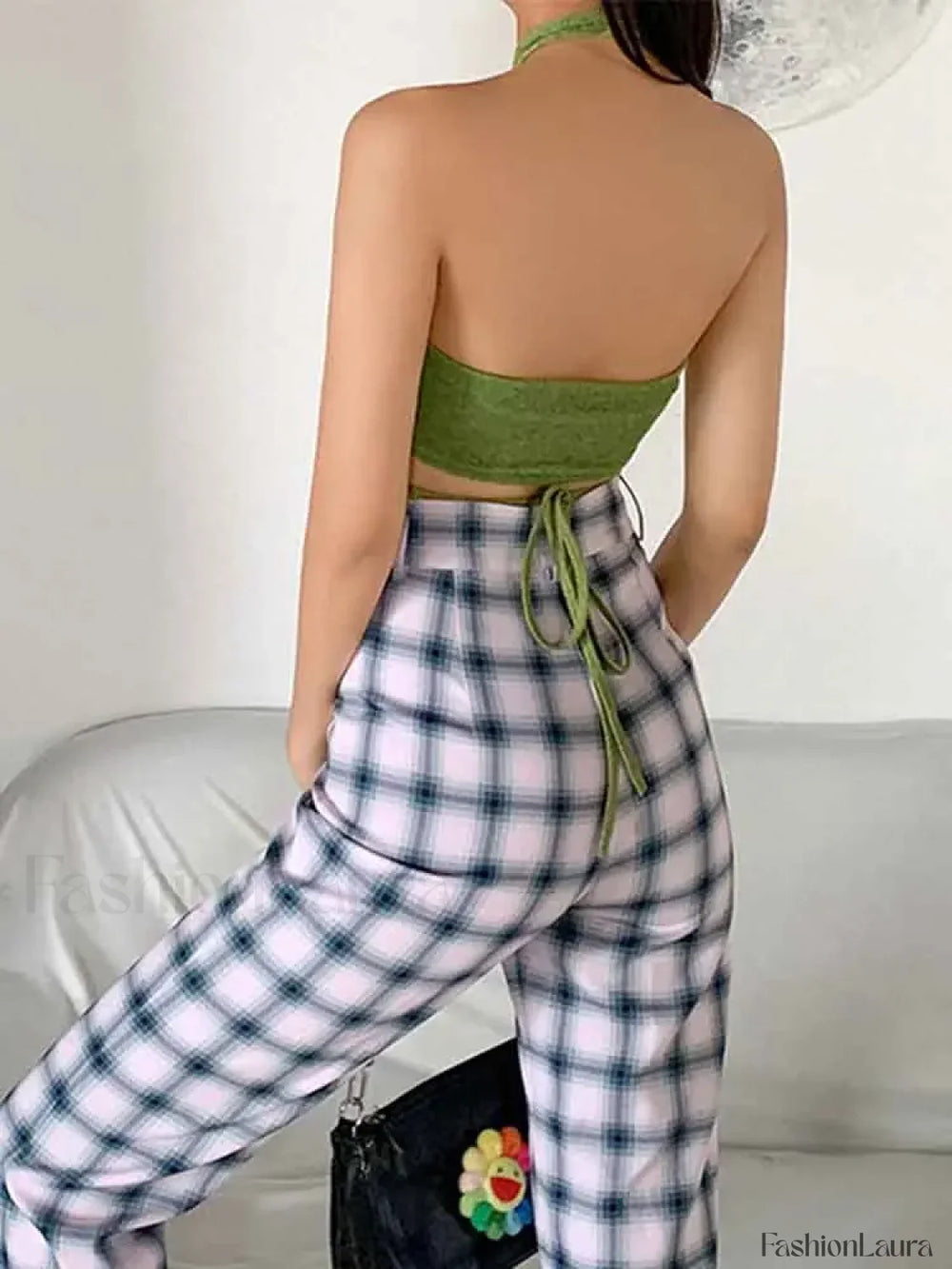 Green Wrap Bandage Crop Top