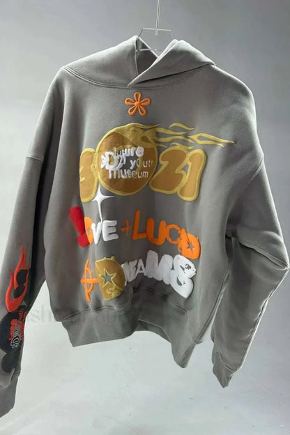 Grunge Streetwear Oversized Hoodie Grey / S