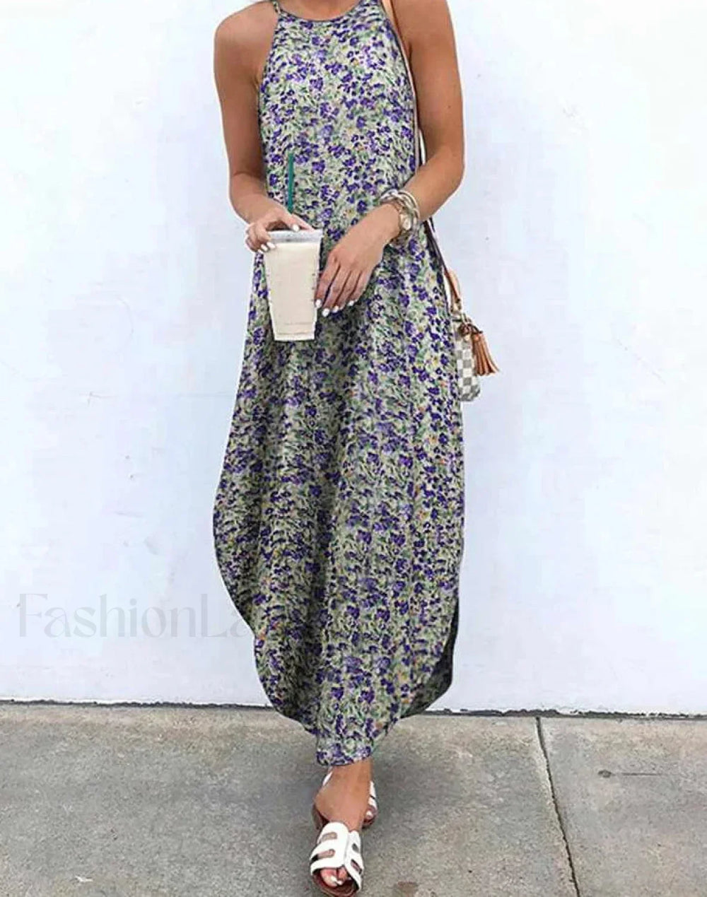 Halter Asymmetrical Boho Dress PURPLE / XL