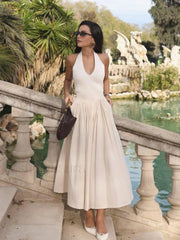 Halter Backless Pockets Dress Dresses