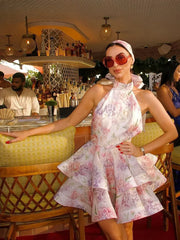 Halter Backless Ruffle Mini Dress