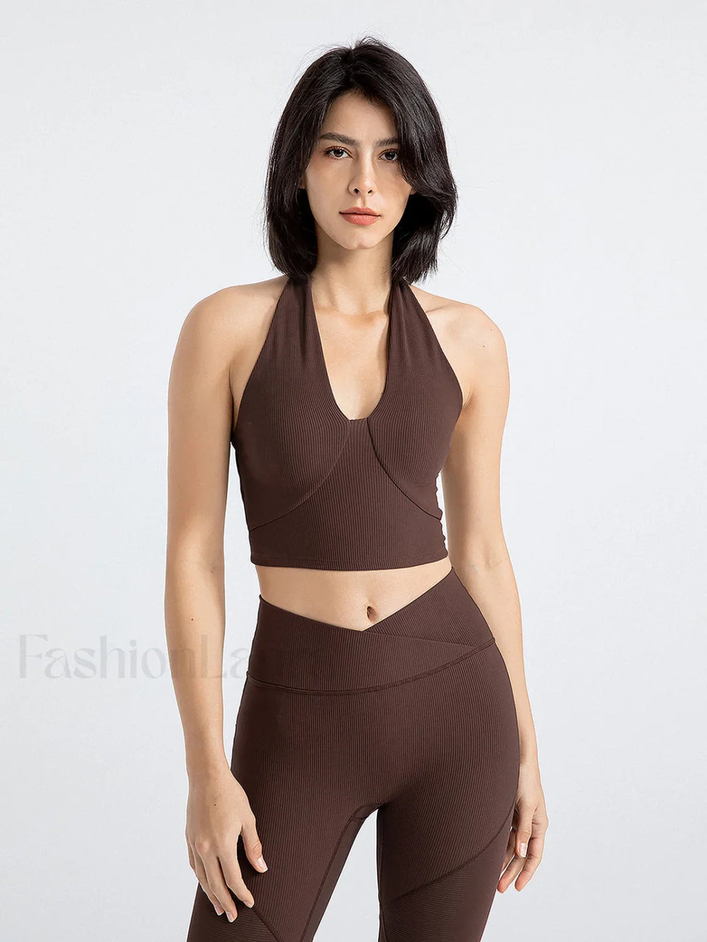 Halter Cropped Graceful Tank Top Coffee / XS Tank Tops & Camis