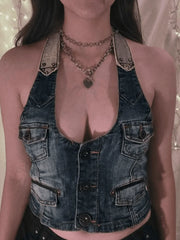 Halter Denim Corset Top Blue / S Tops&Tees