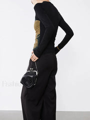 Halter Mesh Graceful Long Sleeve Shirt T Shirts