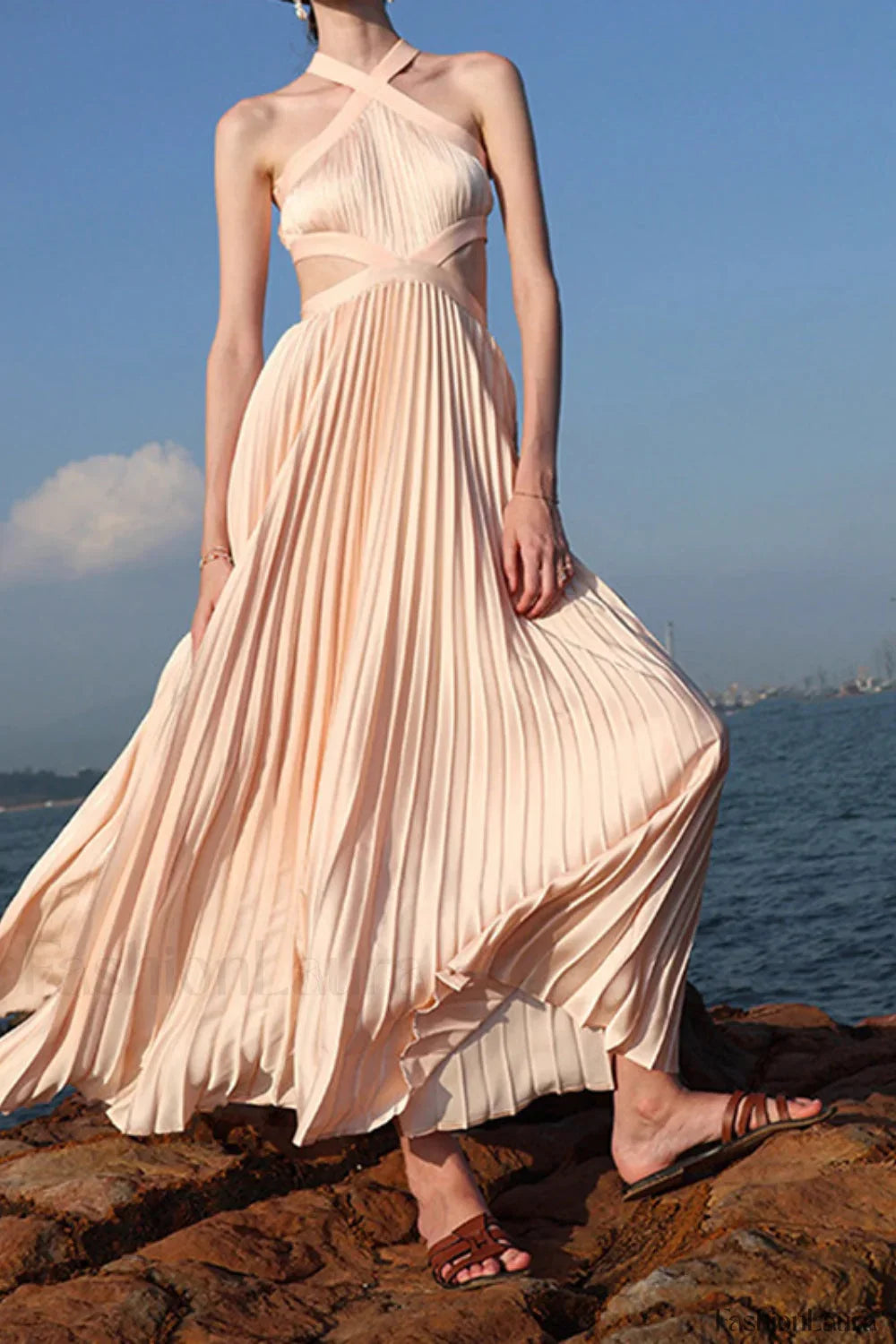 Halter Pink Vacation Maxi Dress