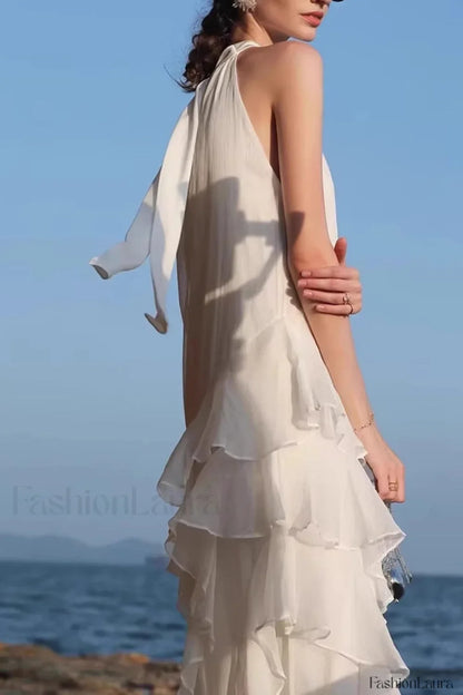 Halter Ruffled Vacation Maxi Dress