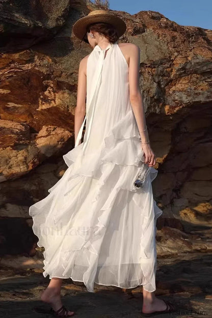 Halter Ruffled Vacation Maxi Dress